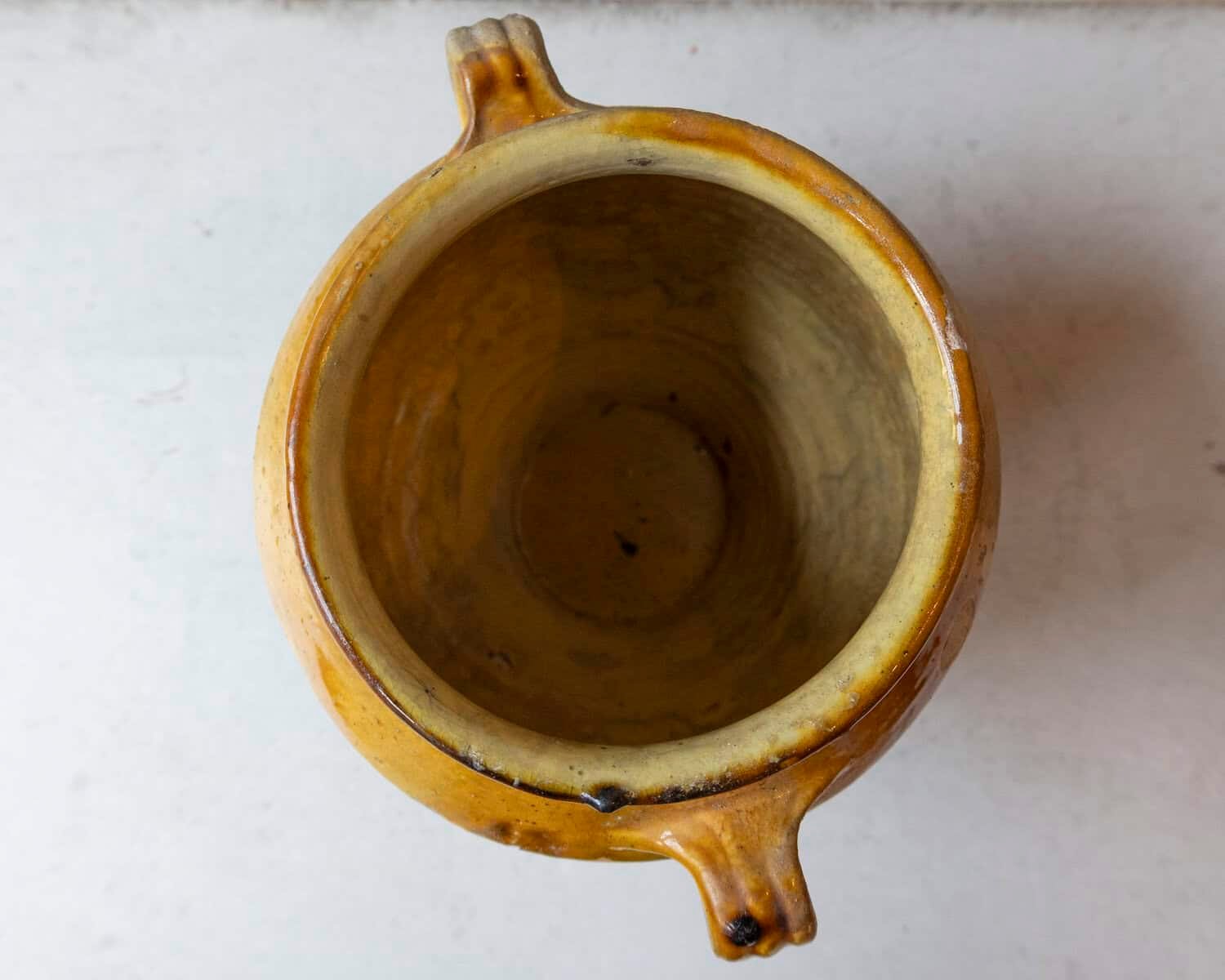 French 19th Century Glazed Terracotta Jug with Ochre Yellow Glaze - JAA