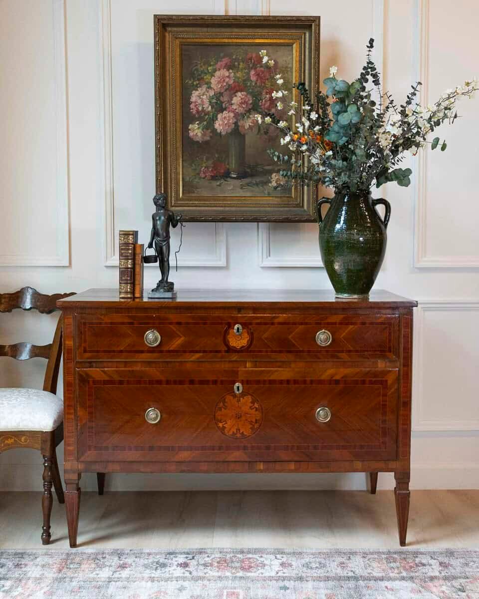 Walnut Chest Of Drawers With Inlays, Original Louis XVI, Late 18th Century - JAA