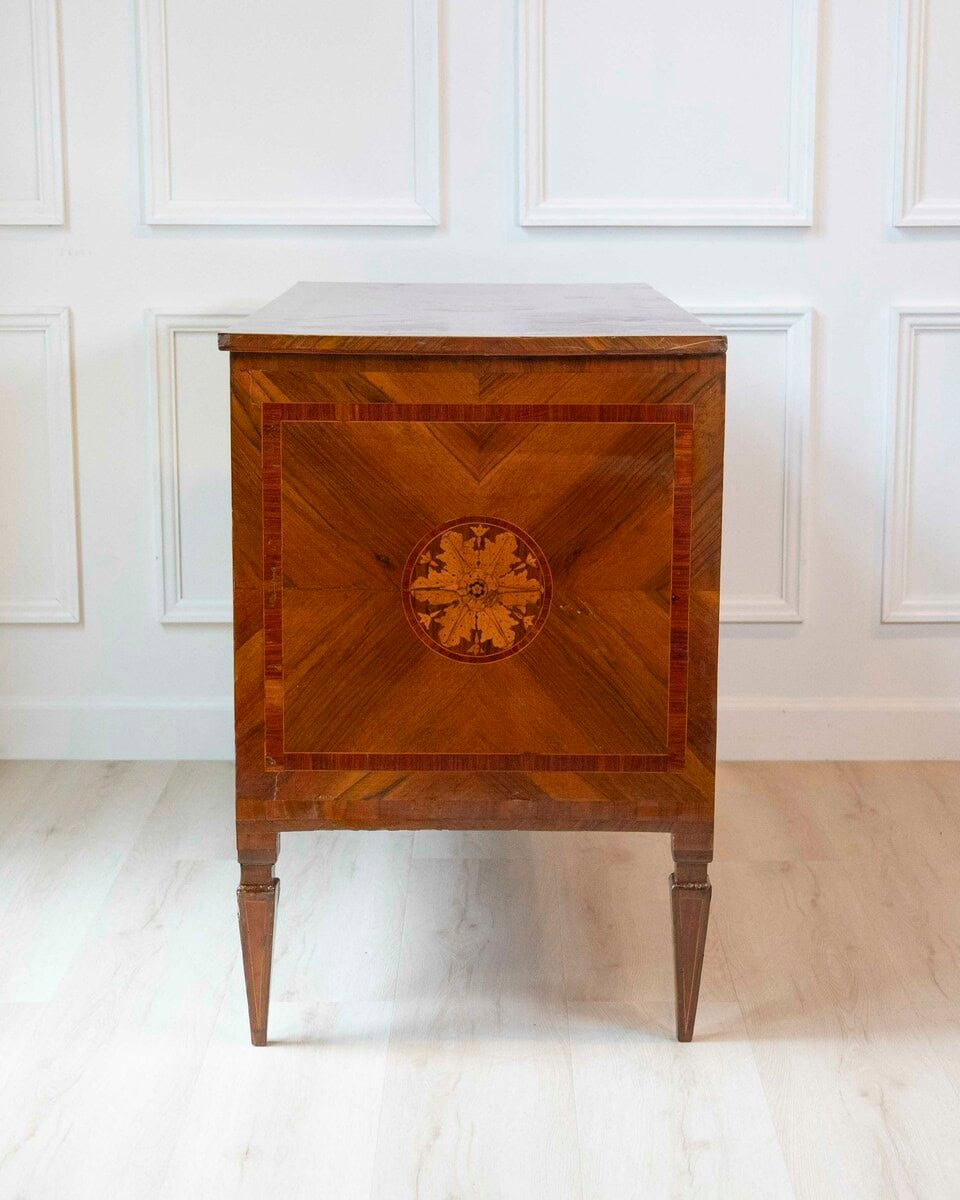 Walnut Chest Of Drawers With Inlays, Original Louis XVI, Late 18th Century - JAA