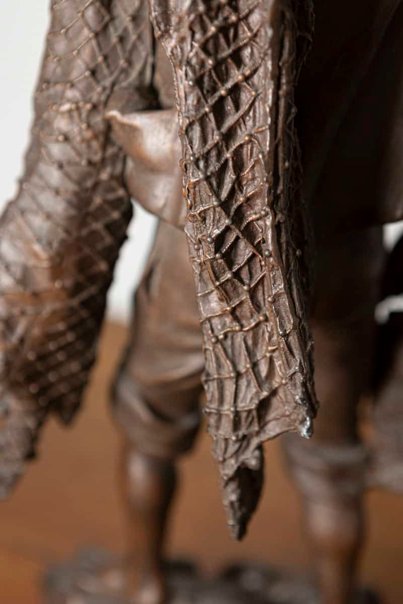French 19th Century Patinated Bronze Statuette of a Fisherman with Net and Catch on Rocky Base - JAA