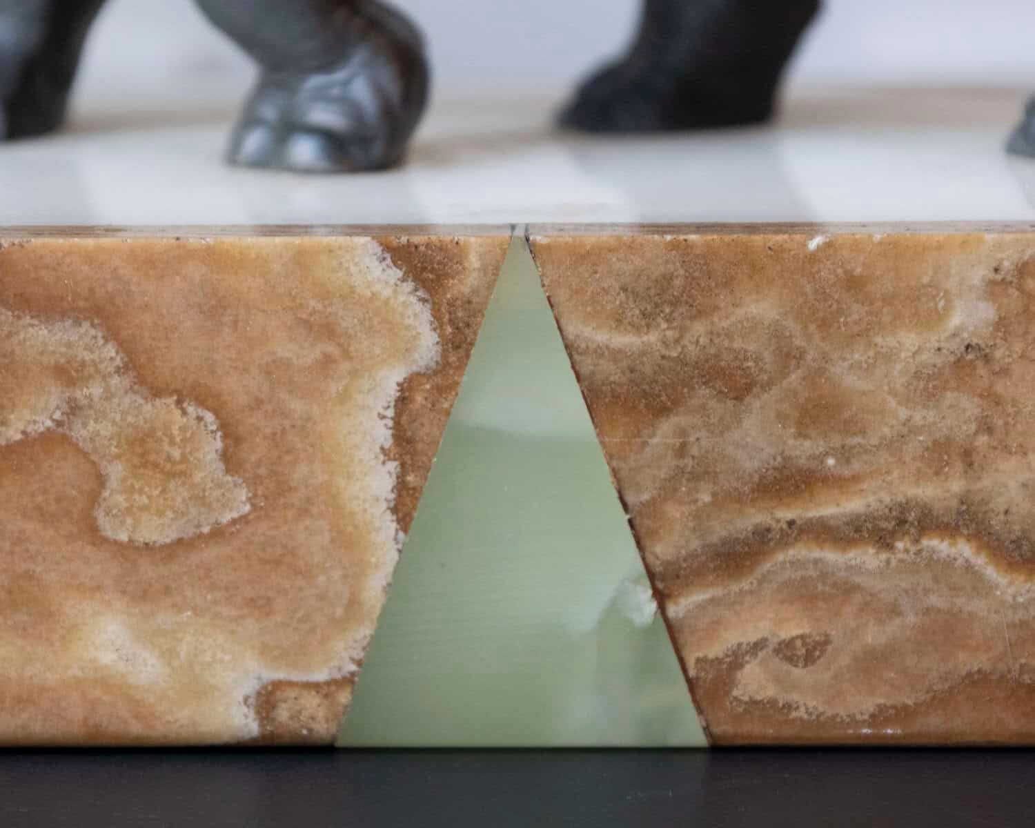 French 20th Century Patinated Bronze Sculpture of Three Walking Elephants on Rectangular Base - JAA