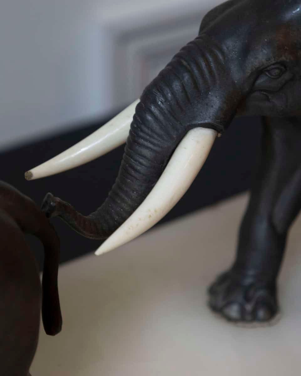 French 20th Century Patinated Bronze Sculpture of Three Walking Elephants on Rectangular Base - JAA