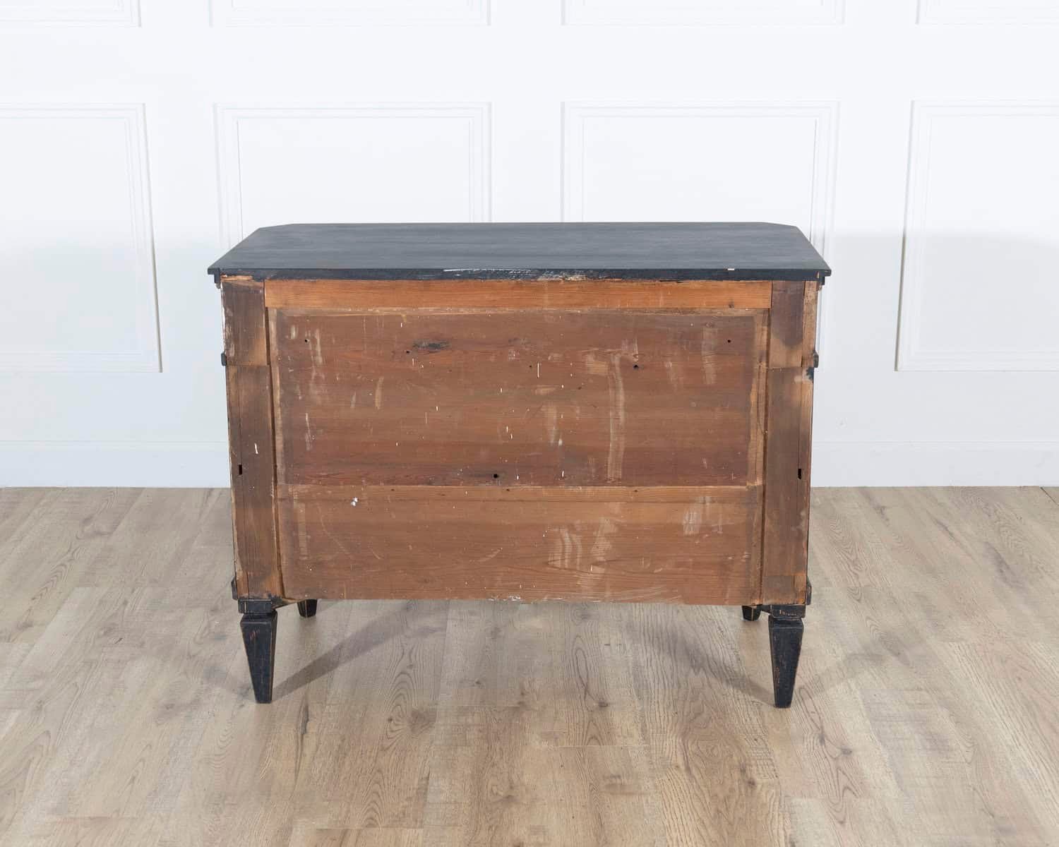 Swedish 20th Century Black-Painted Commodes with Brass Hardware, Pair - JAA