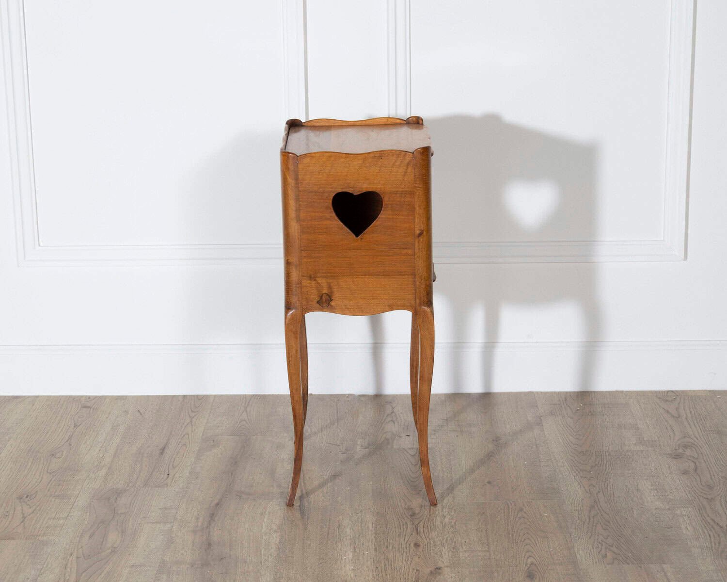 Pair of French Solid Walnut Bedside Tables with Heart Cutouts, 20th Century - JAA