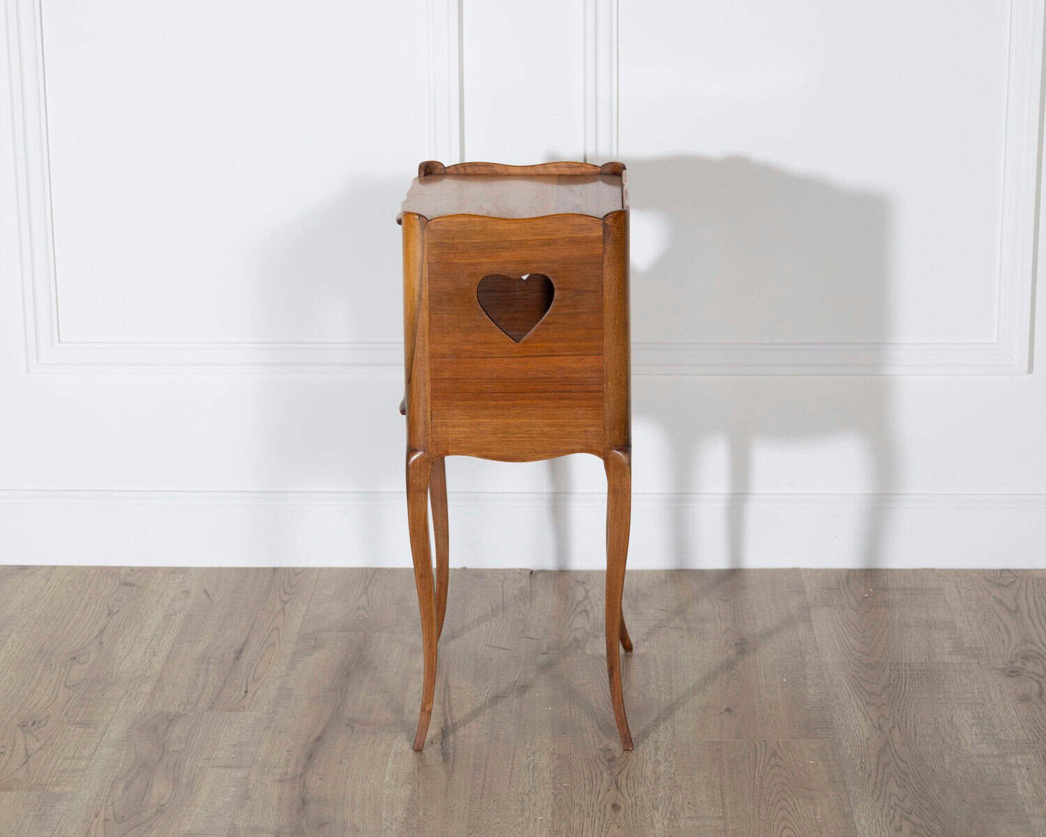 Pair of French Solid Walnut Bedside Tables with Heart Cutouts, 20th Century - JAA