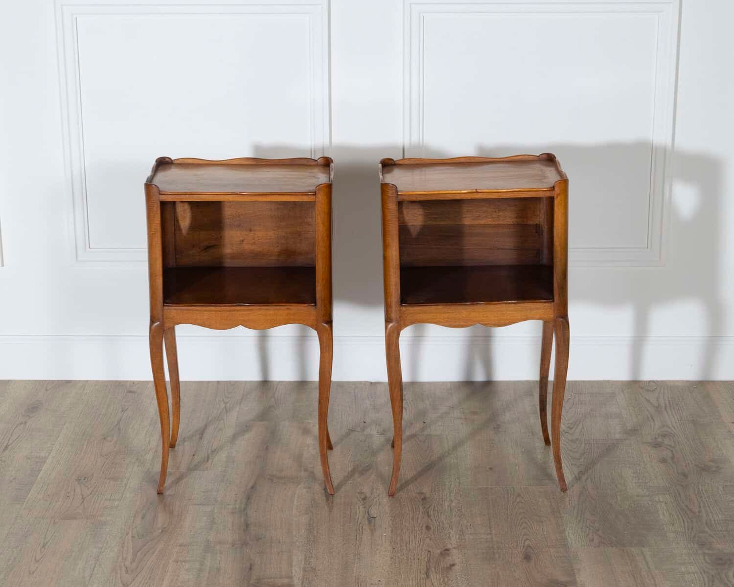 Pair of French Solid Walnut Bedside Tables with Heart Cutouts, 20th Century - JAA