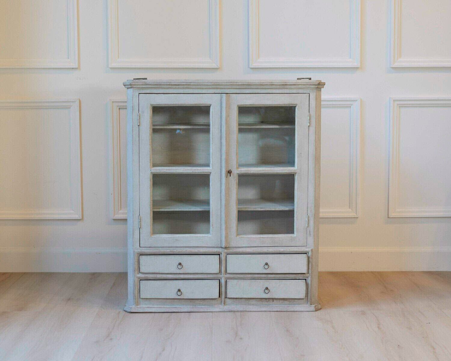 A hanging cabinet from Sweden with glass doors in grey - JAA