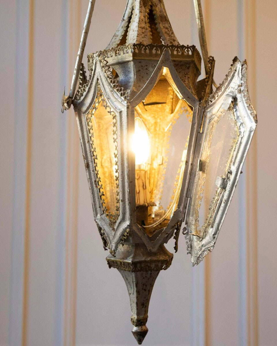 English 19th Century Painted Iron Gothic Revival Period Lanterns - JAA