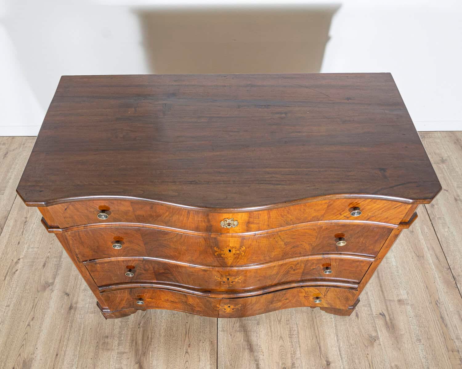 Pair of 18th Century Italian Walnut Commodes with Serpentine Fronts - JAA