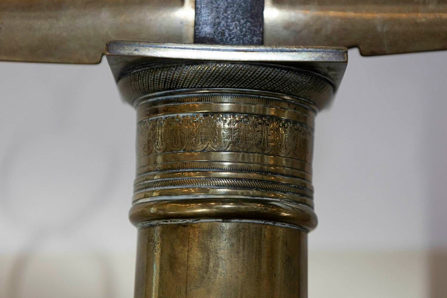 English 19th Century Brass Herbalist Scale with Central Column and Lyre Motif - JAA