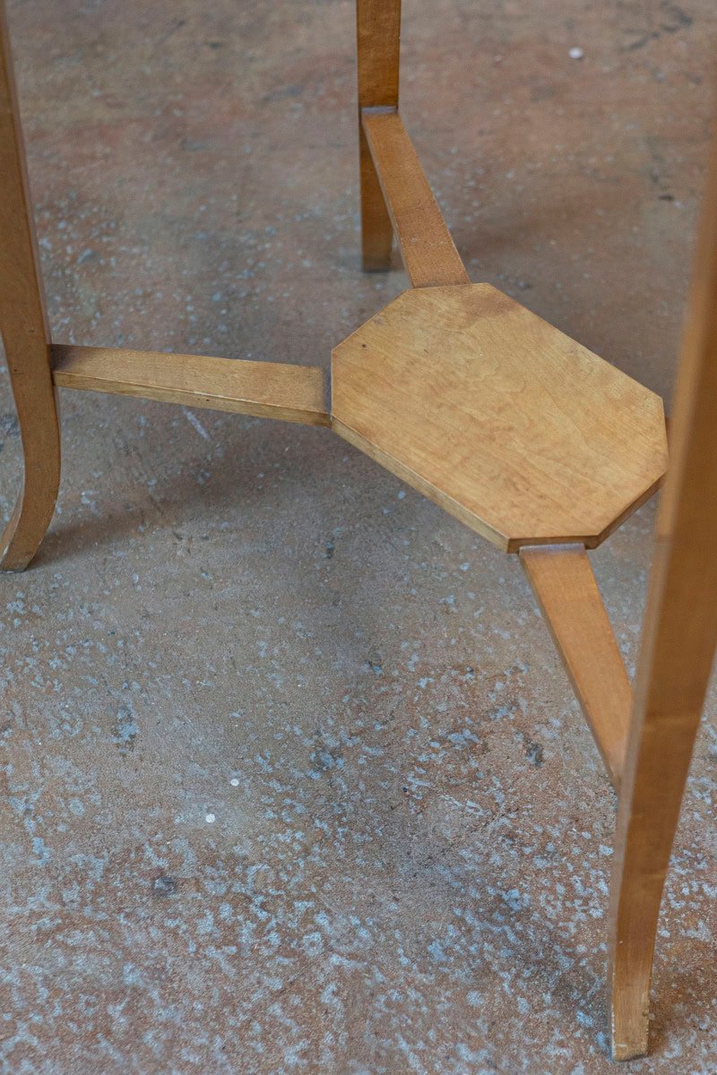 English Turn of the Century 1900s Octagonal Top Birchwood Work Table - JAA