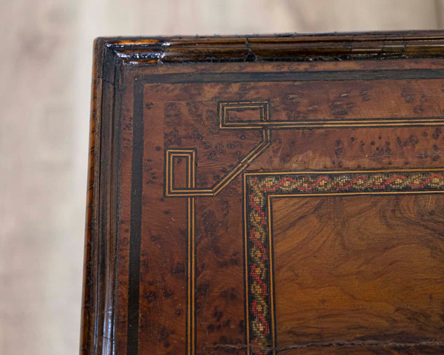 Tuscan Inlaid Walnut Side Table with Swallow Motif, Late 19th Century - JAA