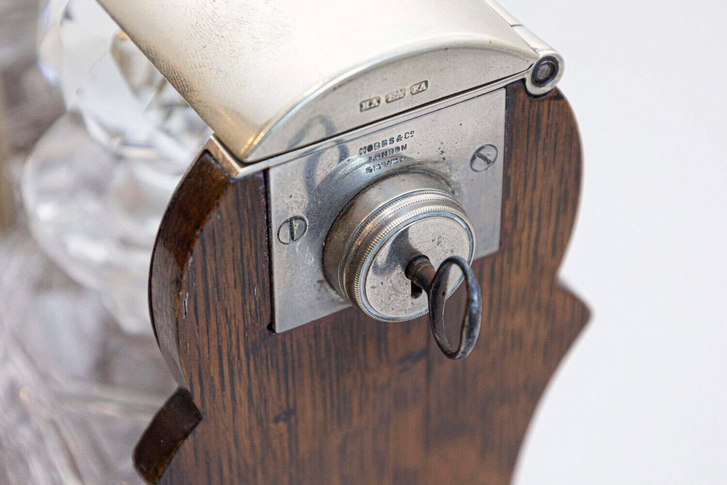 English 19th Century Victorian Locking Tantalus with Three Cut Glass Decanters - JAA