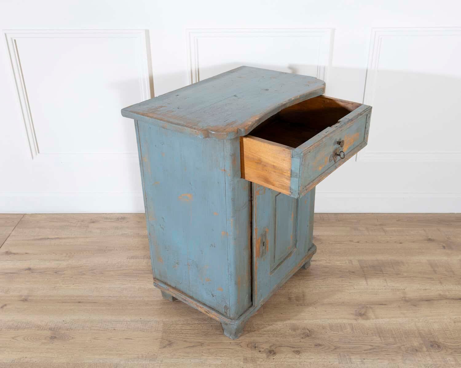 Alpine Blue-Painted Fir Wood Cabinet from Cortina d’Ampezzo, Late 18th Century - JAA