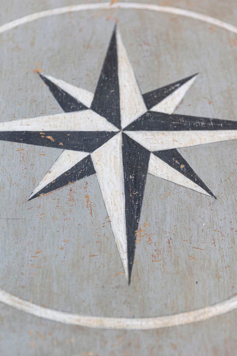 Swedish 1850s Grey Painted Guéridon Pedestal Side Table with Wind Rose Motif - JAA