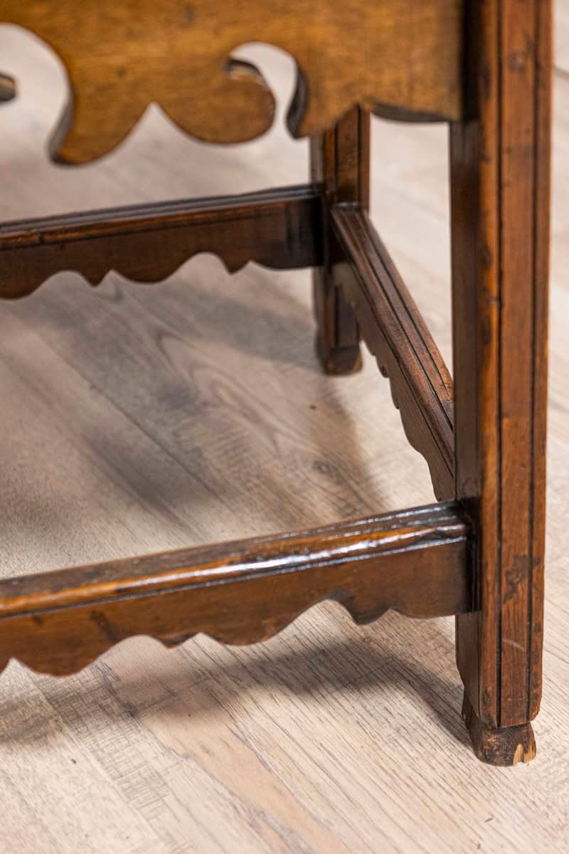 Italian 18th Century Walnut Side Table with Carved Apron and Single Drawer - JAA