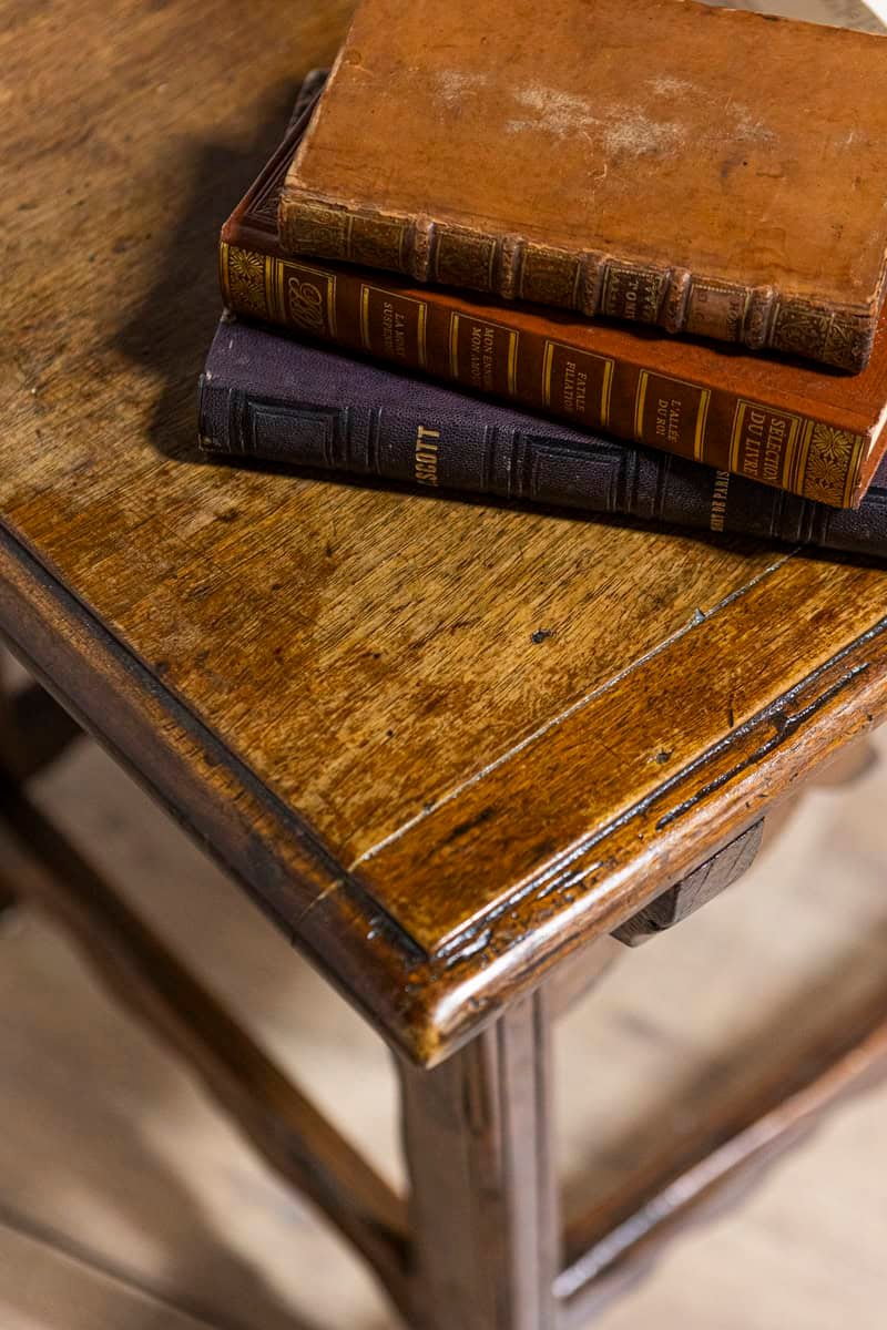 Italian 18th Century Walnut Side Table with Carved Apron and Single Drawer - JAA