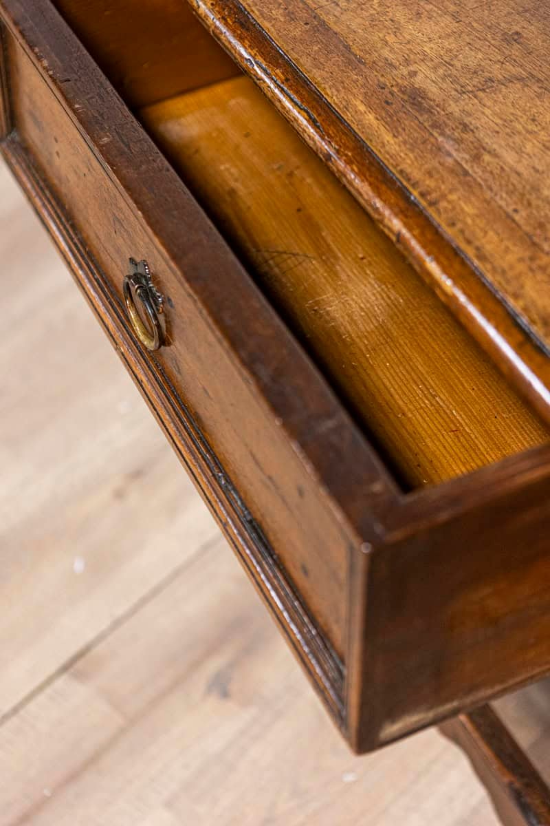 Italian 18th Century Walnut Side Table with Carved Apron and Single Drawer - JAA
