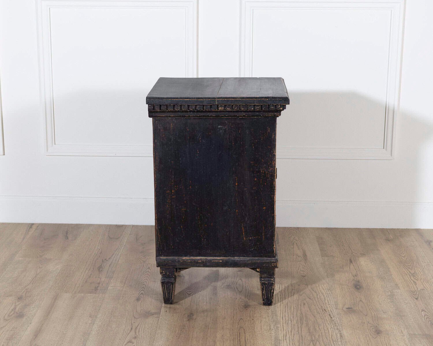 Pair of Scandinavian Black-Painted Bedside Tables with Brass Hardware, 20th Century - JAA