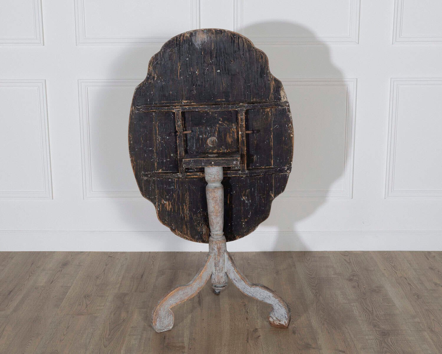 18th Century Swedish Rococo Tilt-Top Table with Original Black Back - JAA