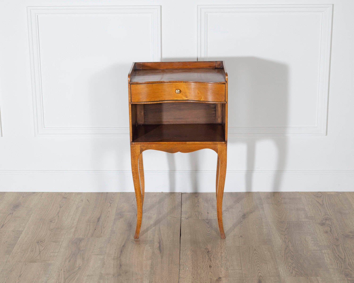 Pair of Louis XV Style Cherry Bedside Tables with Drawer and Niche - JAA