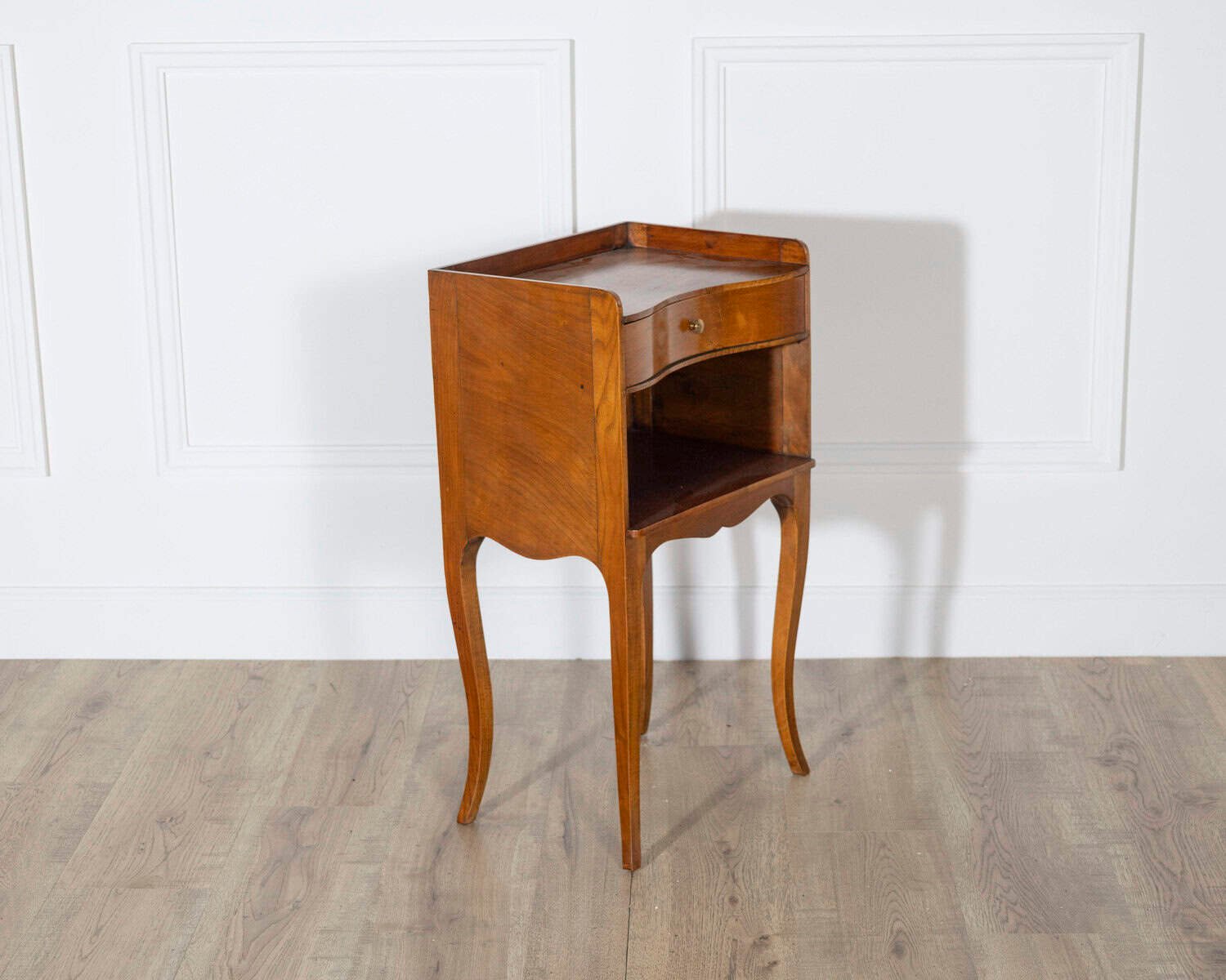 Pair of Louis XV Style Cherry Bedside Tables with Drawer and Niche - JAA