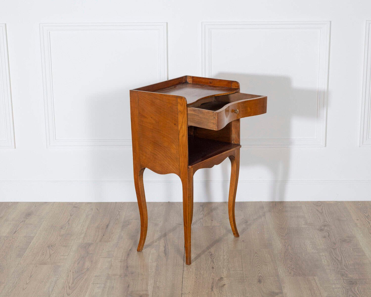 Pair of Louis XV Style Cherry Bedside Tables with Drawer and Niche - JAA