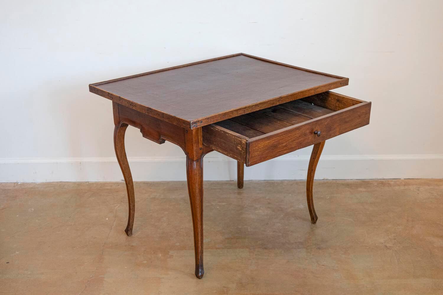 French Louis XV Period 18th Century Game Table with Brown Leather Top - JAA