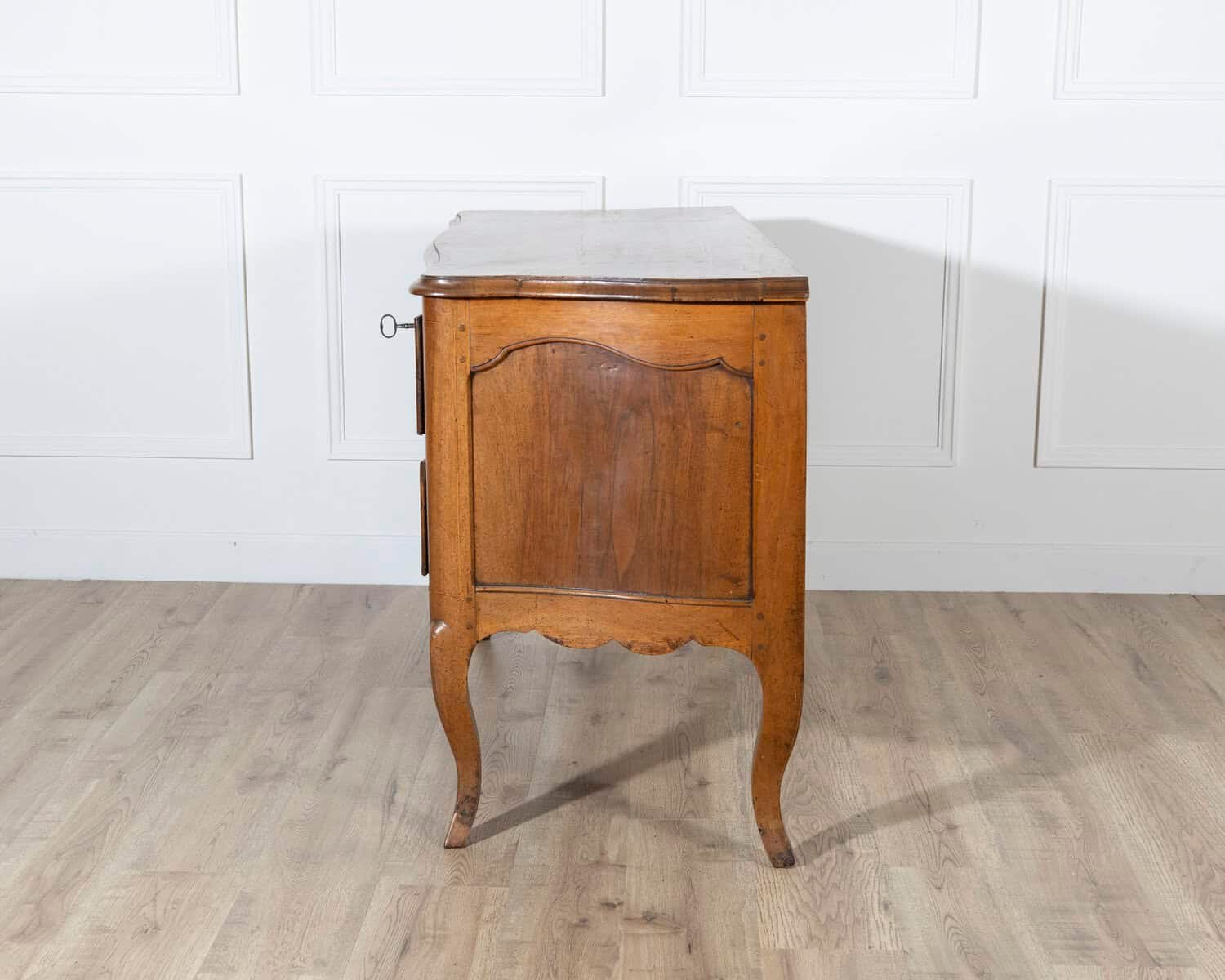 18th Century Louis XV Walnut Commode with Serpentine Front and Bronze Hardware - JAA