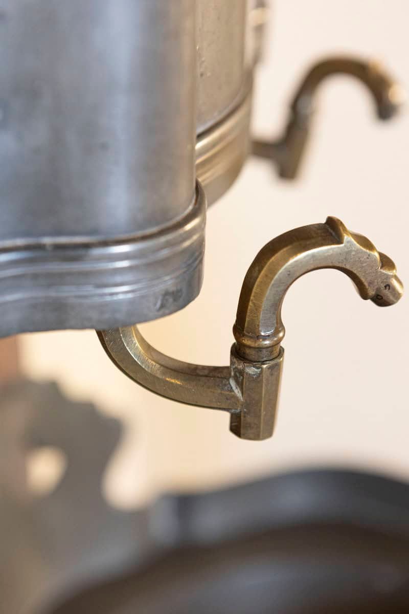 French Late 18th Century Louis XV Pewter Lavabo Mounted on Walnut Stand - JAA