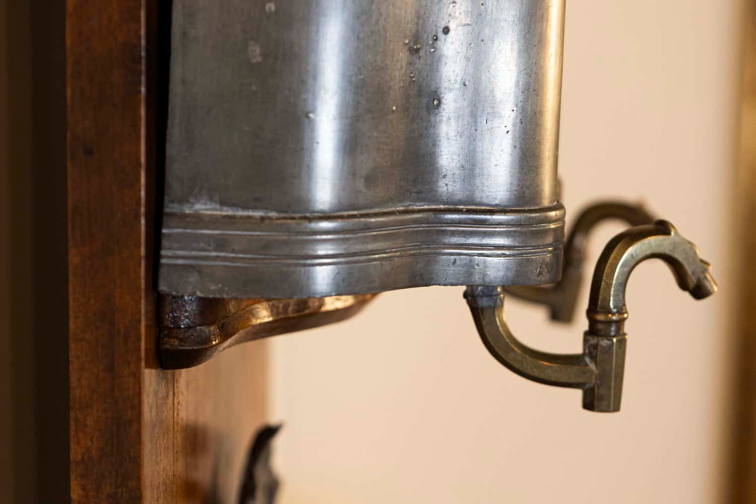 French Late 18th Century Louis XV Pewter Lavabo Mounted on Walnut Stand - JAA