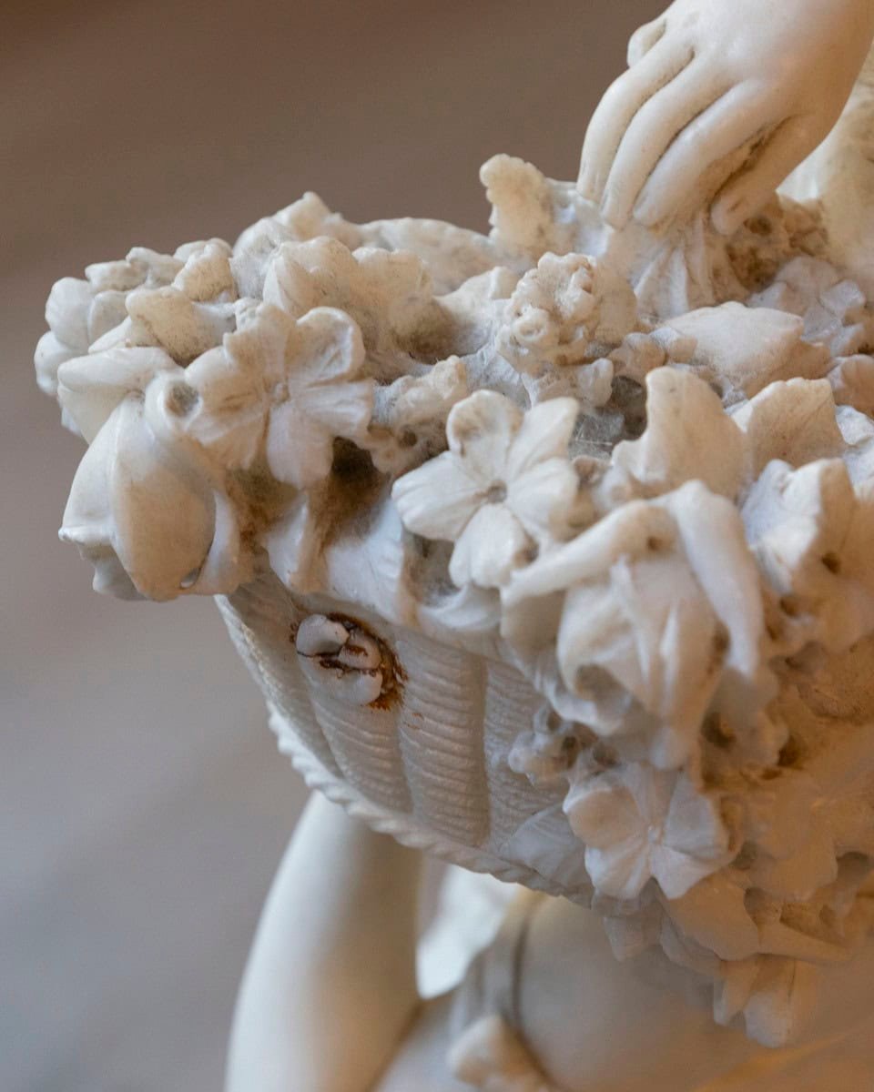 Italian Late 19th / Early 20th Century Volterra Alabaster Figure of a Flower Girl - JAA