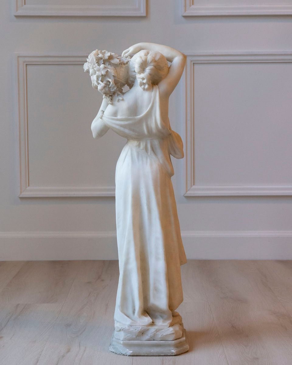 Italian Late 19th / Early 20th Century Volterra Alabaster Figure of a Flower Girl - JAA