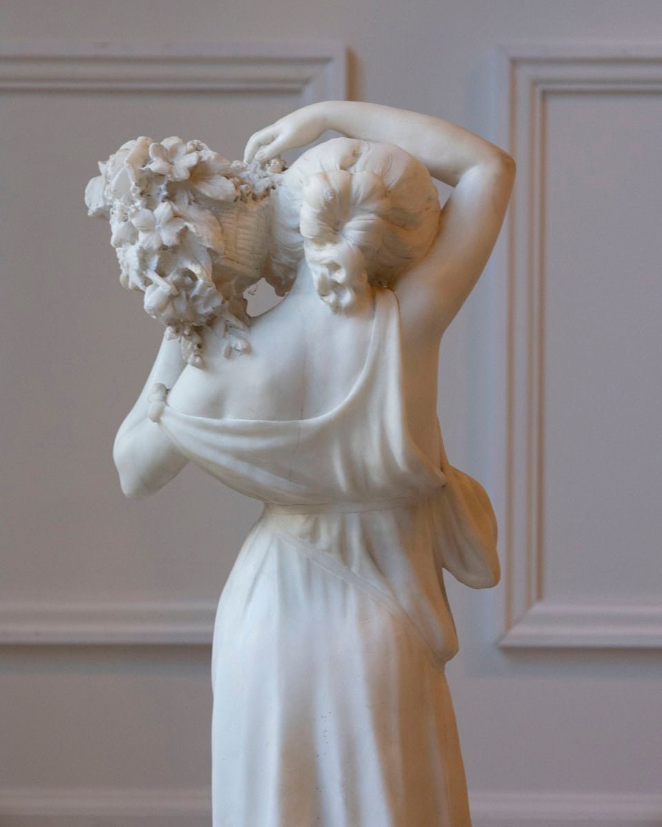 Italian Late 19th / Early 20th Century Volterra Alabaster Figure of a Flower Girl - JAA