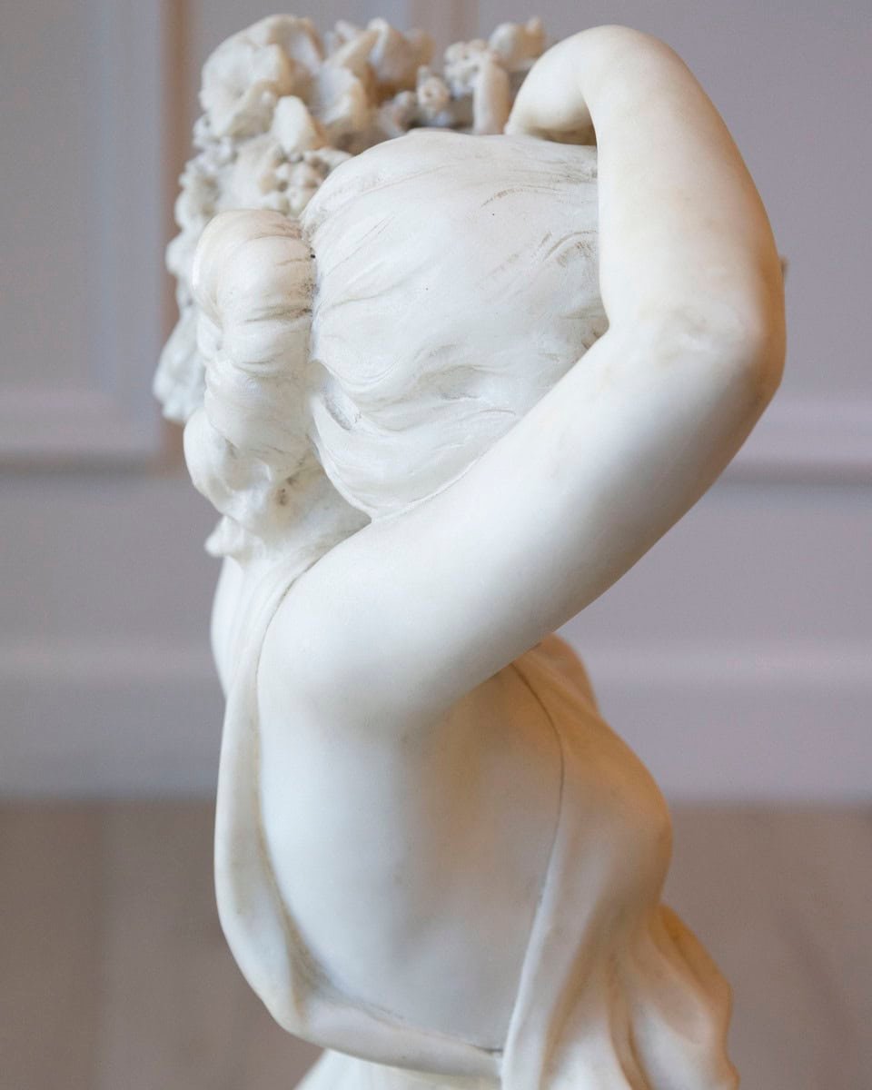 Italian Late 19th / Early 20th Century Volterra Alabaster Figure of a Flower Girl - JAA