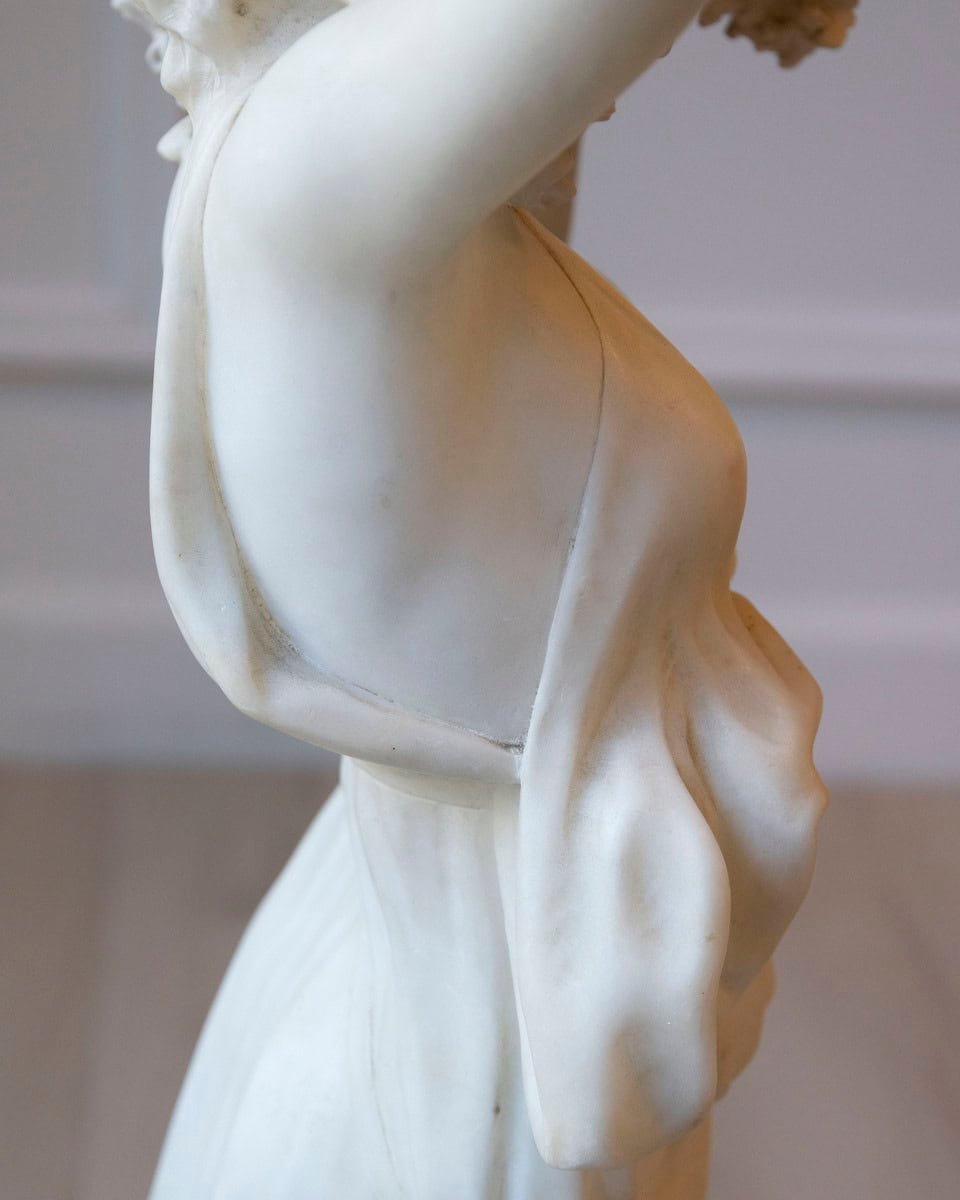 Italian Late 19th / Early 20th Century Volterra Alabaster Figure of a Flower Girl - JAA