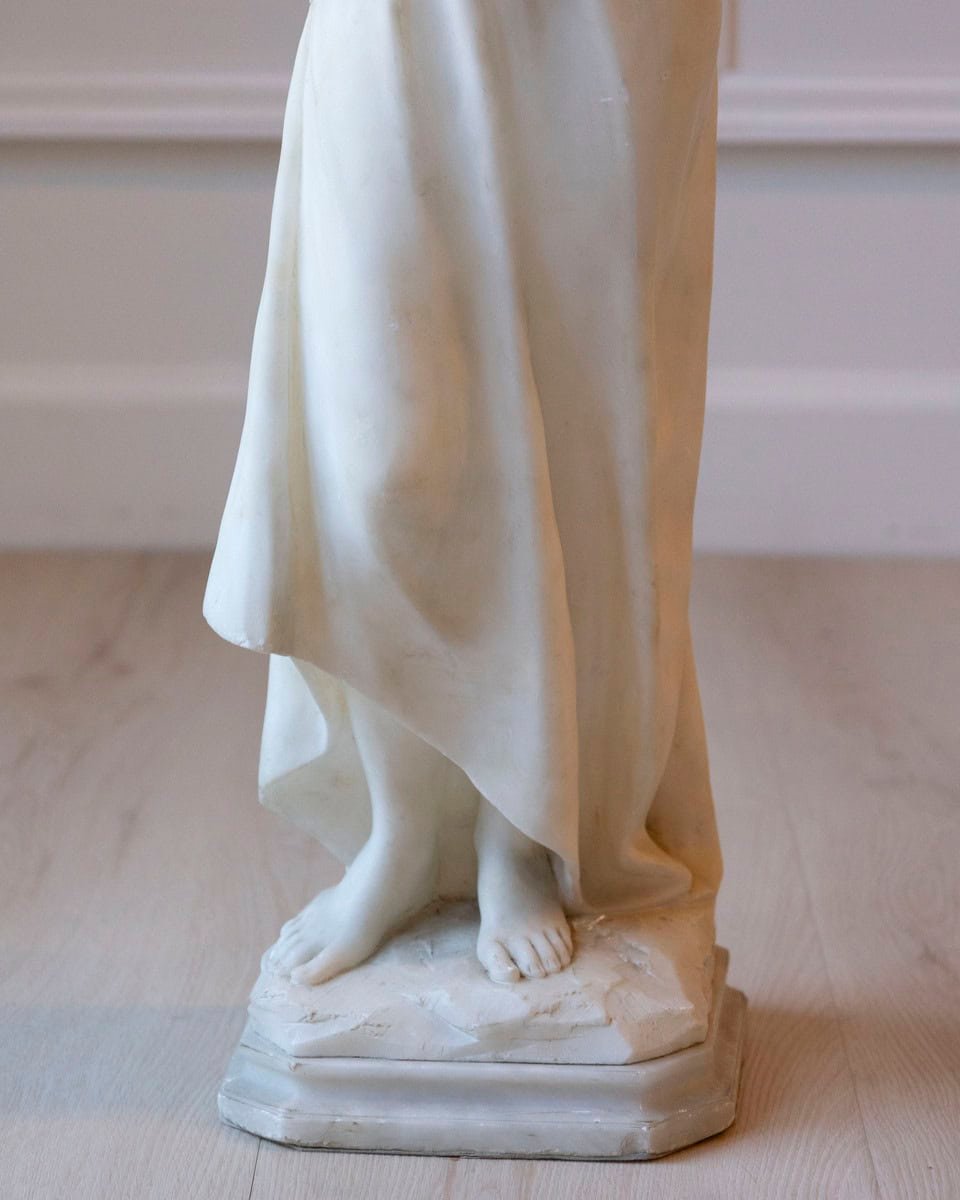Italian Late 19th / Early 20th Century Volterra Alabaster Figure of a Flower Girl - JAA