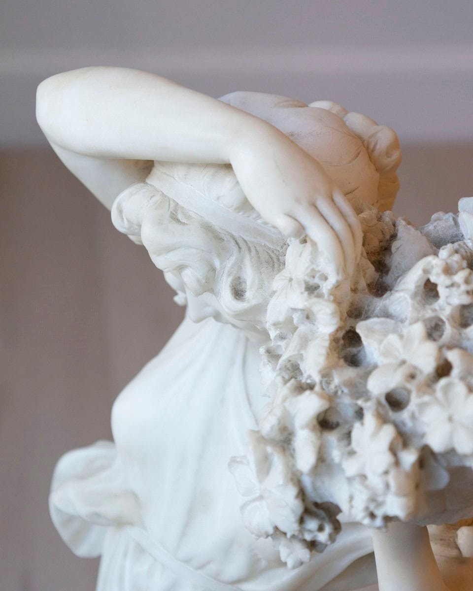 Italian Late 19th / Early 20th Century Volterra Alabaster Figure of a Flower Girl - JAA