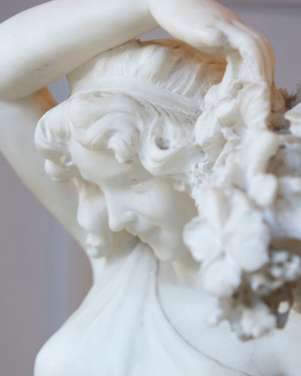 Italian Late 19th / Early 20th Century Volterra Alabaster Figure of a Flower Girl - JAA