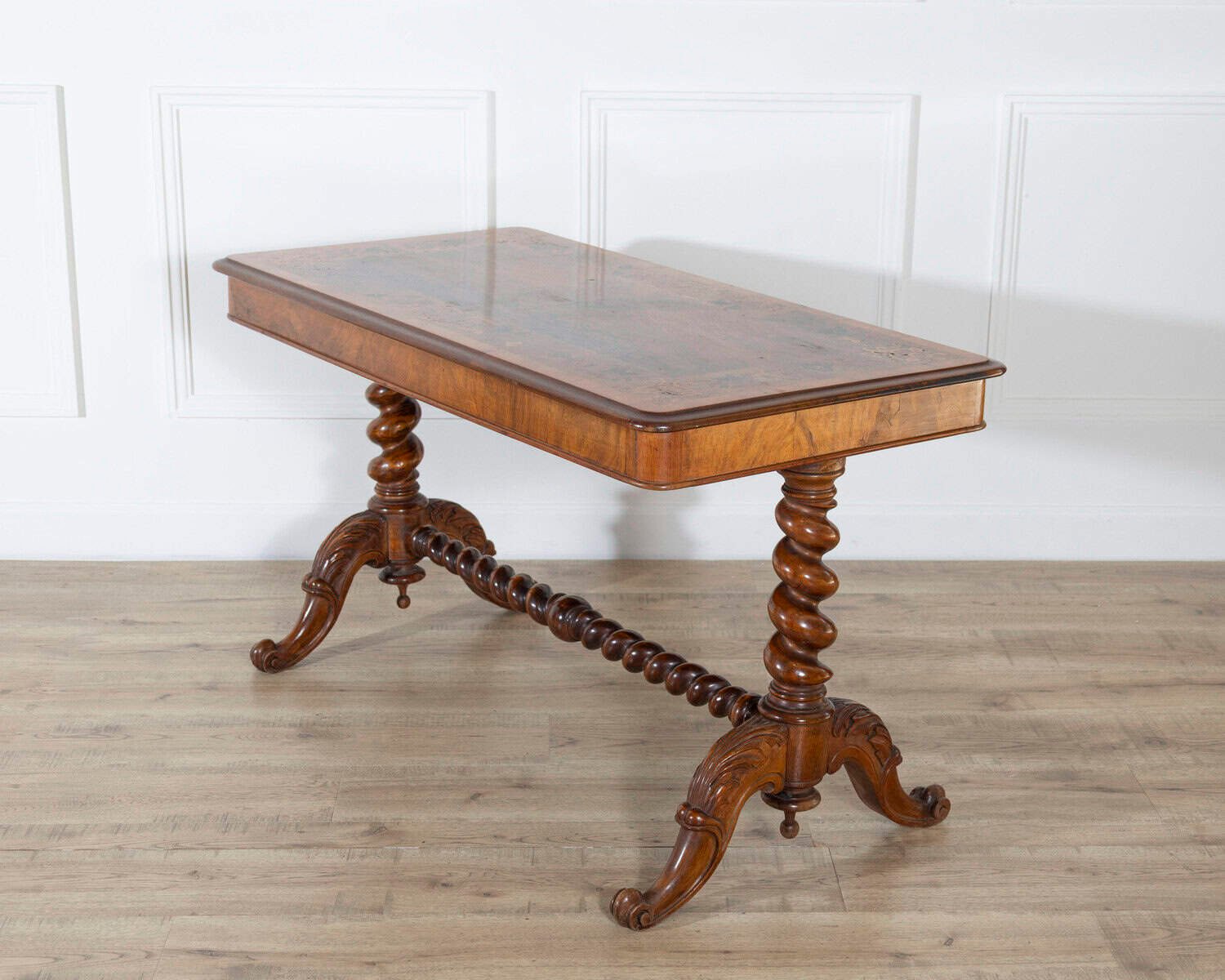 Lombardy Rectangular Table in Walnut and Precious Wood Marquetry, Italy, 19th Century - JAA