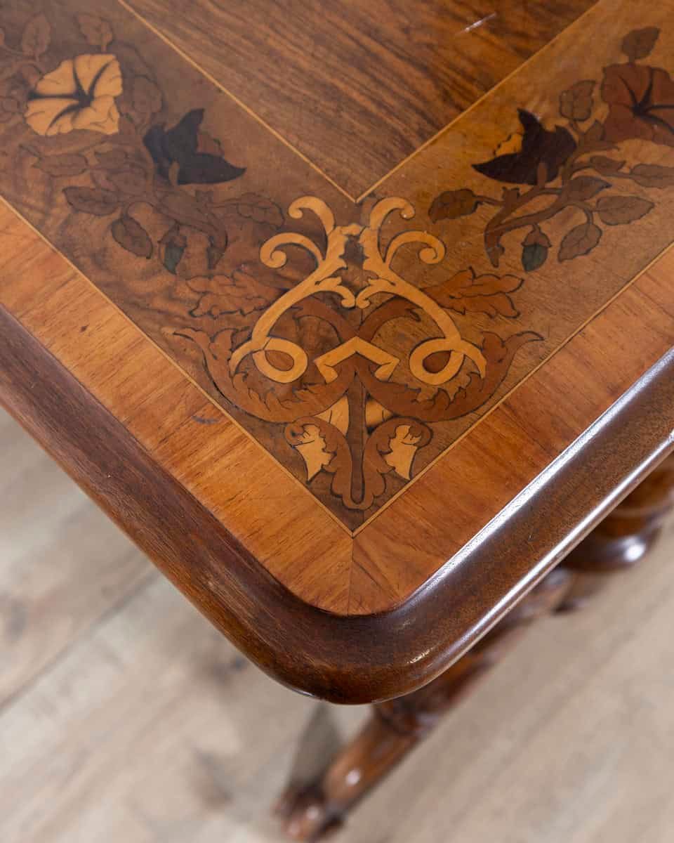 Lombardy Rectangular Table in Walnut and Precious Wood Marquetry, Italy, 19th Century - JAA
