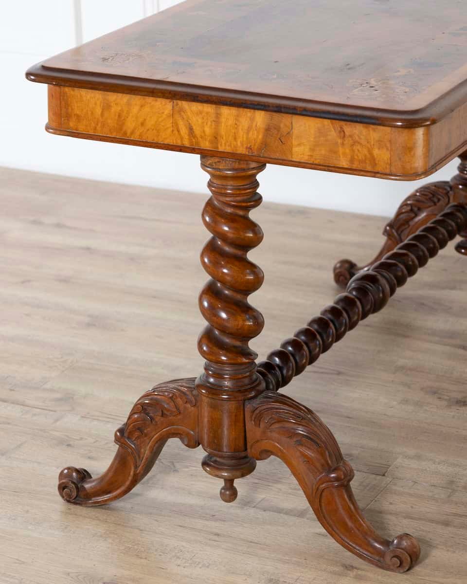 Lombardy Rectangular Table in Walnut and Precious Wood Marquetry, Italy, 19th Century - JAA