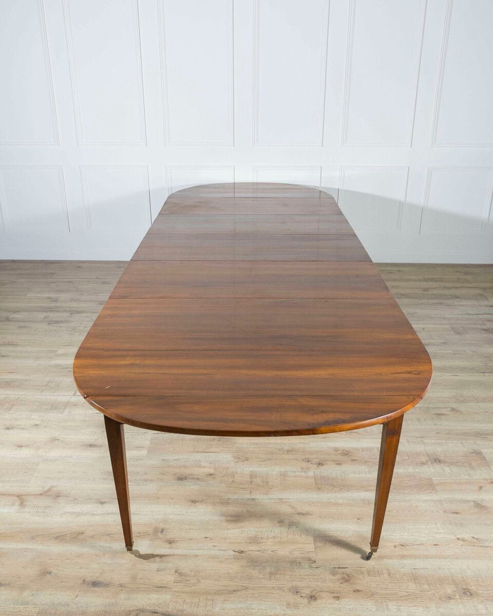 Early 20th Century French Restoration-Style Solid Walnut Extension Dining Table, 8 Feet - JAA