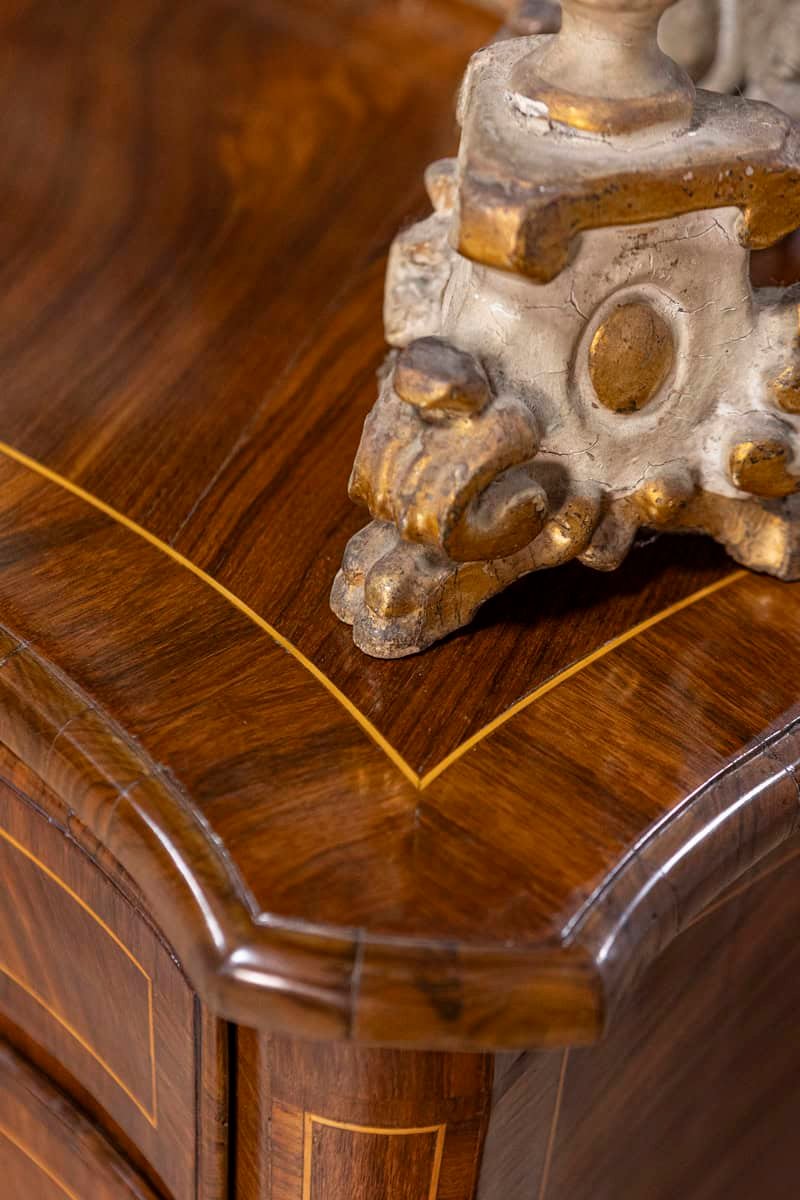 Tuscan 1890s Walnut and Mahogany Four-Drawer Commode with Banding Inlay - JAA