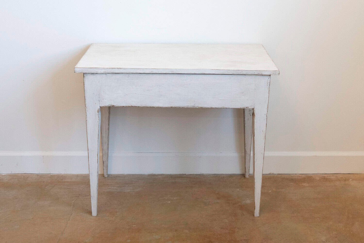 Swedish Gustavian Style Painted Side Table with Reeded Drawer and Tapered Legs - JAA