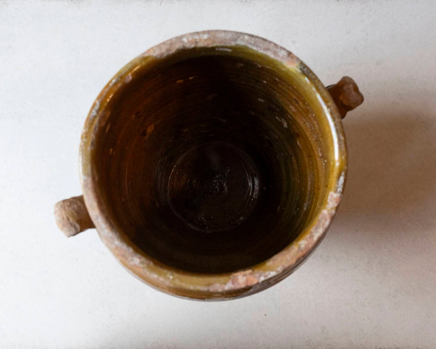 Spanish 19th Century Terracotta Jar with Ochre Glaze and Weathered Patina - JAA