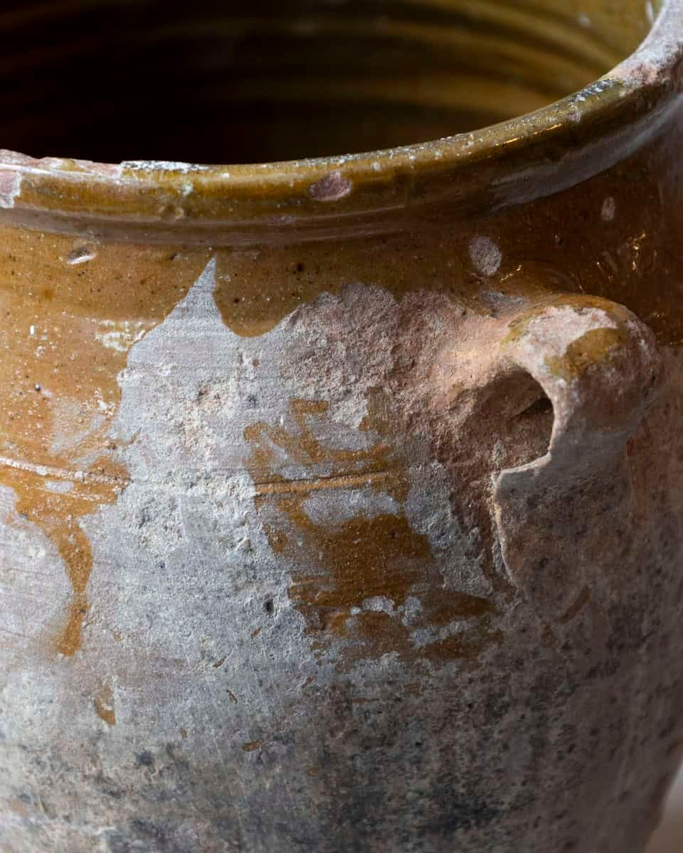 Spanish 19th Century Terracotta Jar with Ochre Glaze and Weathered Patina - JAA