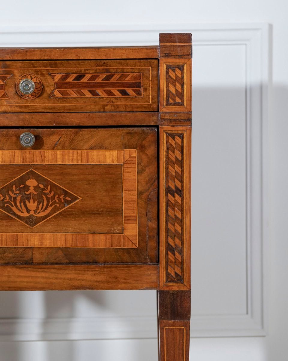 Italian 18th Century Neoclassical Inlaid and Veneered Bedside Tables - JAA