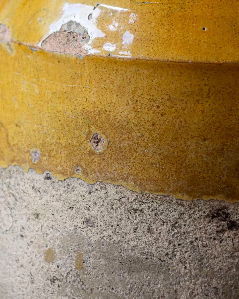 French 19th Century Large Glazed Terracotta Jug with Ochre Yellow Glaze - JAA