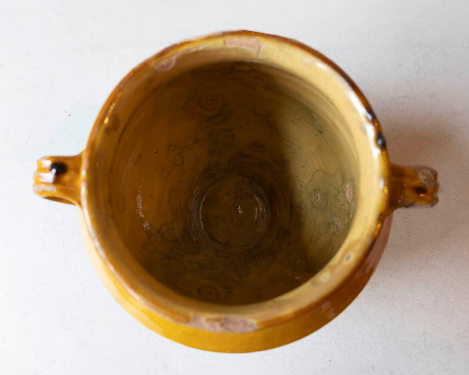 French 19th Century Large Glazed Terracotta Jug with Ochre Yellow Glaze - JAA